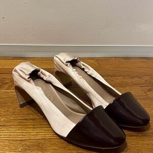 Vintage Lanvin contrast satin pumps